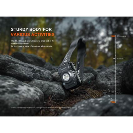 Fenix HL12RV20BLC - LED-dæmpbar genopladelig pandelampe LED/USB 950 mAh IP66 500 lm 112 h sort