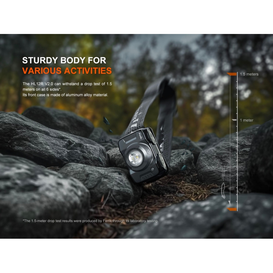 Fenix HL12RV20BLC - LED-dæmpbar genopladelig pandelampe LED/USB 950 mAh IP66 500 lm 112 h sort