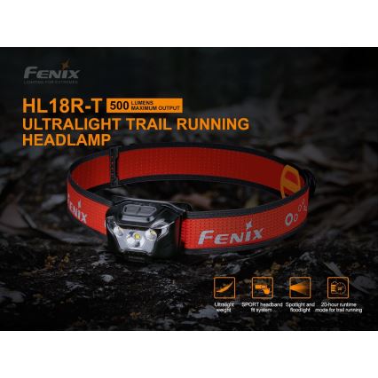 Fenix HL18RTRAIL - LED pandelampe genopladelig LED/3xAAA IP66 500 lm 300 timer