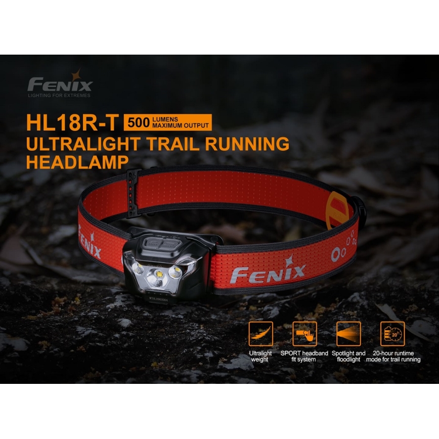 Fenix HL18RTRAIL - LED pandelampe genopladelig LED/3xAAA IP66 500 lm 300 timer