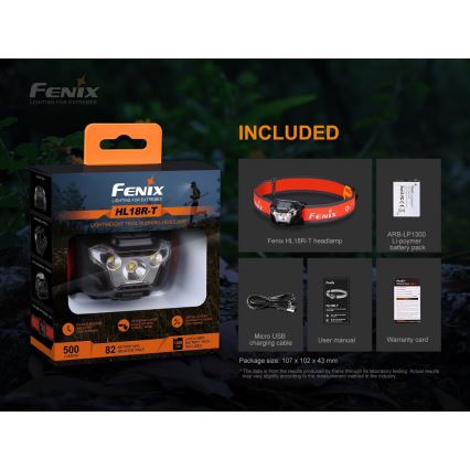 Fenix HL18RTRAIL - LED pandelampe genopladelig LED/3xAAA IP66 500 lm 300 timer