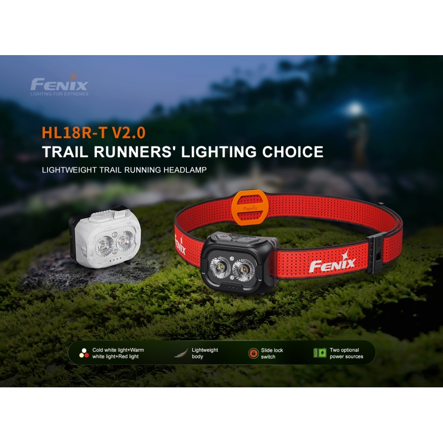 Fenix HL18RTV20BLC - LED pandelampe dæmpbar og genopladelig LED/USB IP66 800 lm 160 timer sort/orange