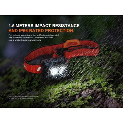 Fenix HL18RTV20BLC - LED pandelampe dæmpbar og genopladelig LED/USB IP66 800 lm 160 timer sort/orange