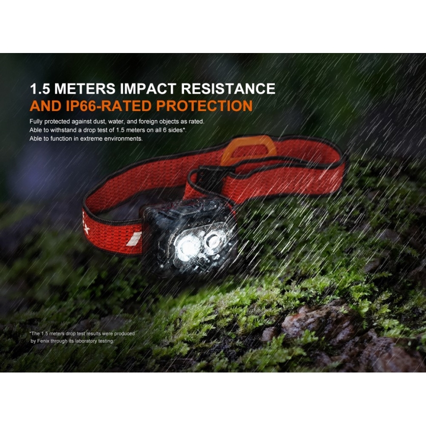 Fenix HL18RTV20BLC - LED pandelampe dæmpbar og genopladelig LED/USB IP66 800 lm 160 timer sort/orange