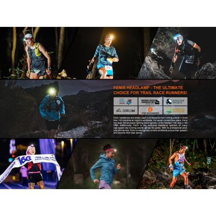 Fenix HL18RTV20BLC - LED pandelampe dæmpbar og genopladelig LED/USB IP66 800 lm 160 timer sort/orange