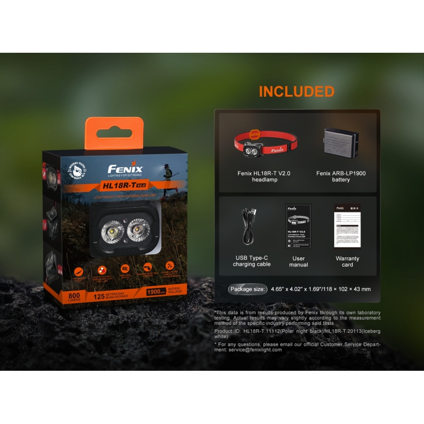 Fenix HL18RTV20BLC - LED pandelampe dæmpbar og genopladelig LED/USB IP66 800 lm 160 timer sort/orange
