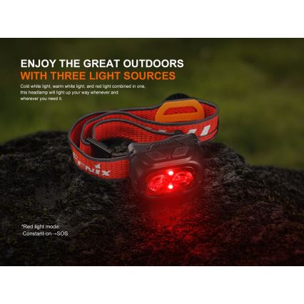 Fenix HL18RTV20WHT - LED pandelampe dæmpbar og genopladelig LED/USB IP66 800 skinnende 160 timer hvid/sort