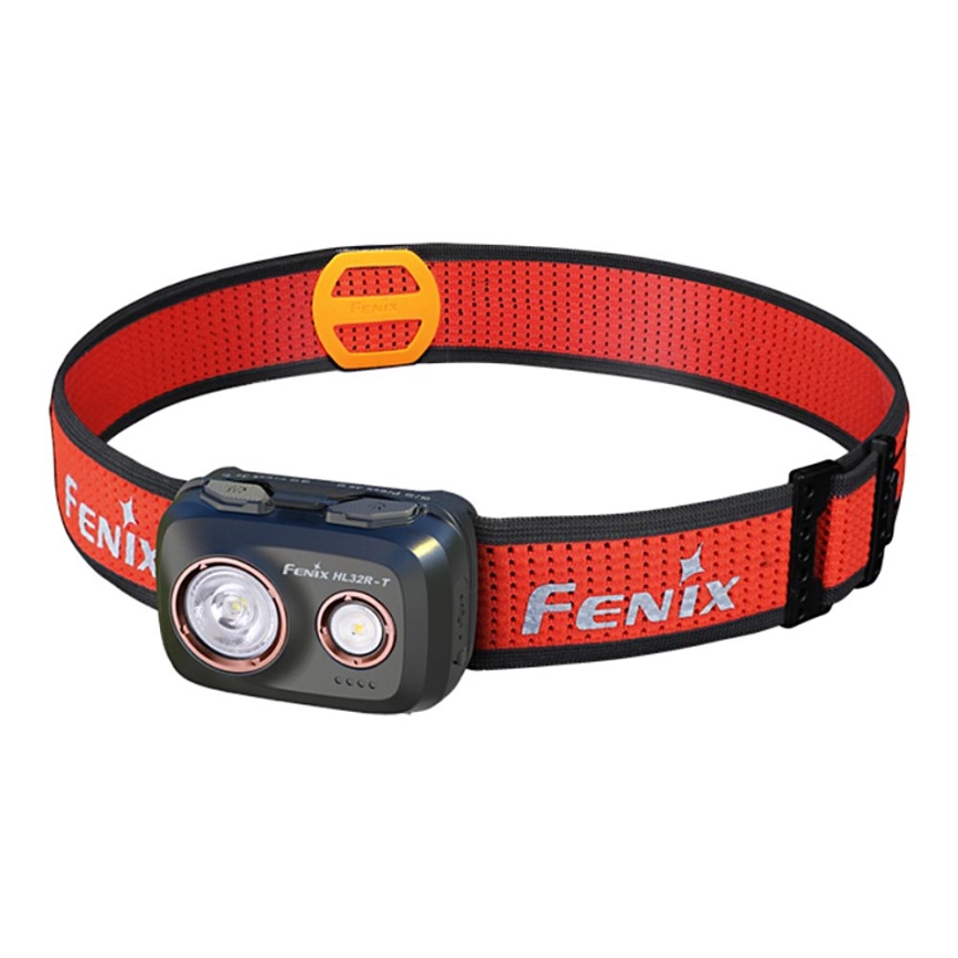 Fenix HL32RTBLCK - Genopladelig LED pandelampe LED/USB/3xAAA IP66 800 skinnende 300 timer 1900 mAh sort/orange