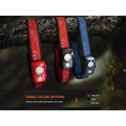 Fenix HL32RTBLCK - Genopladelig LED pandelampe LED/USB/3xAAA IP66 800 skinnende 300 timer 1900 mAh sort/orange