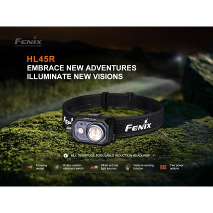 Fenix HL45R - LED pandelampe dæmpbar og genopladelig LED/USB IP66 1000 skinnende 240 timer sort