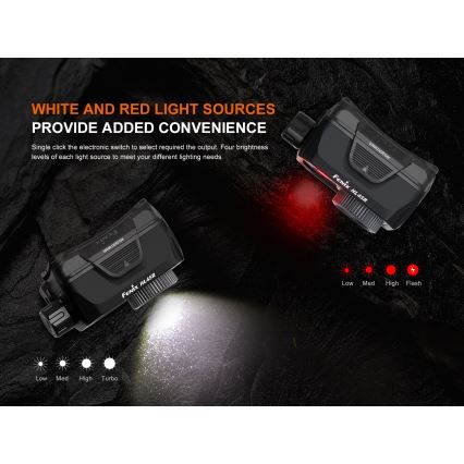 Fenix HL45R - LED pandelampe dæmpbar og genopladelig LED/USB IP66 1000 skinnende 240 timer sort