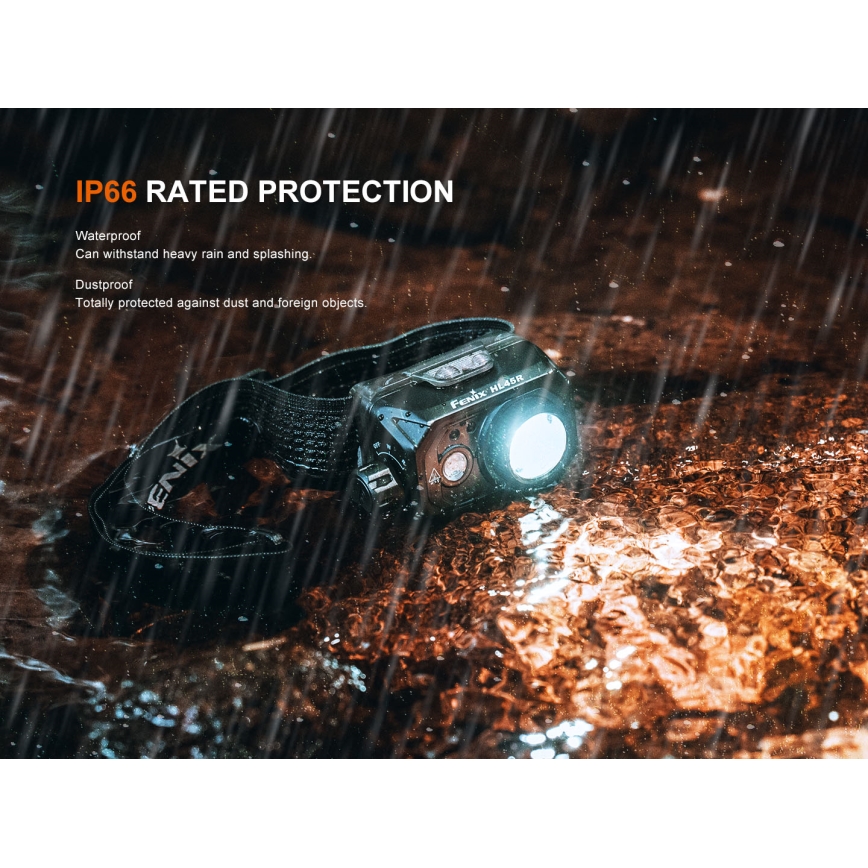 Fenix HL45R - LED pandelampe dæmpbar og genopladelig LED/USB IP66 1000 skinnende 240 timer sort
