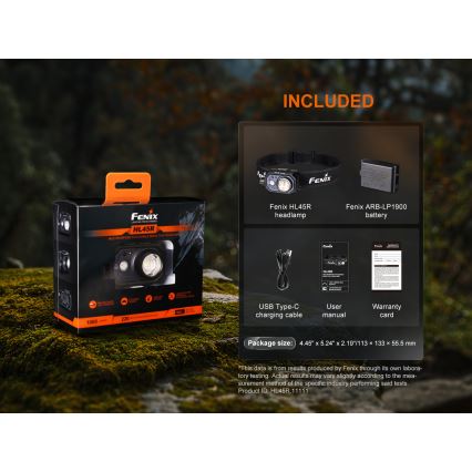 Fenix HL45R - LED pandelampe dæmpbar og genopladelig LED/USB IP66 1000 skinnende 240 timer sort