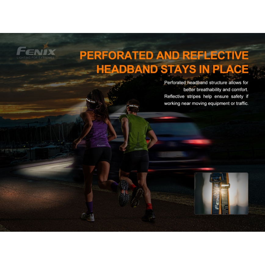 Fenix HM50RV20 - Genopladelig LED pandelampe 3xLED/1xCR123A IP68 700 lm 120 timer