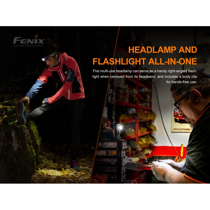 Fenix HM51RV20 - LED Genopladeligt pandelygte 3xLED/1xCR123A/USB IP68 700 lm 120 t 700 m