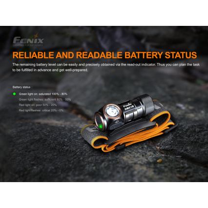 Fenix HM51RV20 - LED Genopladeligt pandelygte 3xLED/1xCR123A/USB IP68 700 lm 120 t 700 m
