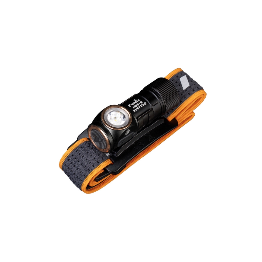 Fenix HM51RV30 - LED-dæmpbar genopladelig pandelampe LED/USB/1xCR123A 950 mAh IP68 860 lm 125 h orange