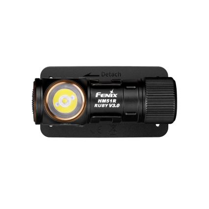 Fenix HM51RV30 - LED-dæmpbar genopladelig pandelampe LED/USB/1xCR123A 950 mAh IP68 860 lm 125 h orange