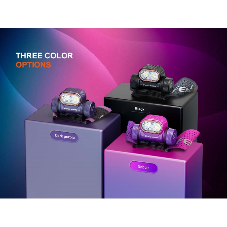 Fenix HM55RABL - LED dæmpbar genopladelig pandelampe LED/USB/1xCR123A 1600 mAh IP68 1200 lm 141,2 h sort