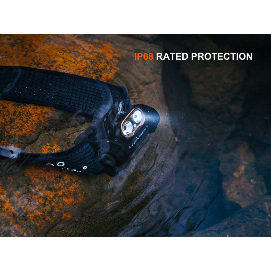 Fenix HM55RABL - LED dæmpbar genopladelig pandelampe LED/USB/1xCR123A 1600 mAh IP68 1200 lm 141,2 h sort