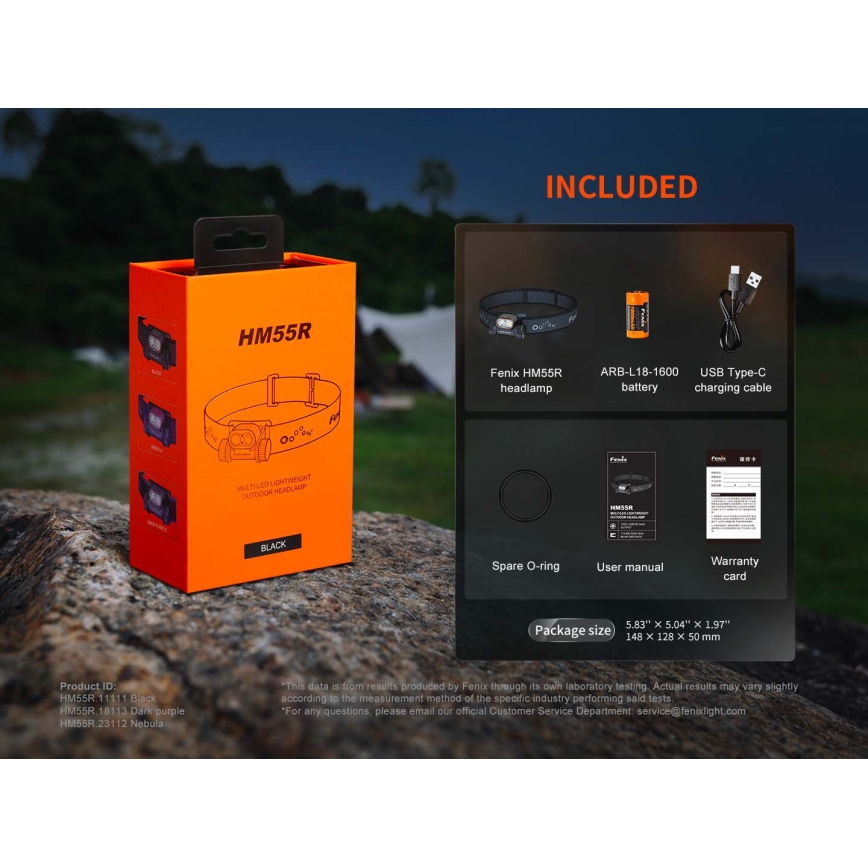 Fenix HM55RABL - LED dæmpbar genopladelig pandelampe LED/USB/1xCR123A 1600 mAh IP68 1200 lm 141,2 h sort