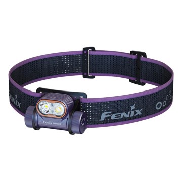 Fenix HM55RPRP - Dæmpbar genopladelig LED-pandelampe LED/USB/1xCR123A 1600 mAh IP68 1200 lm 141,2 h lilla/sort