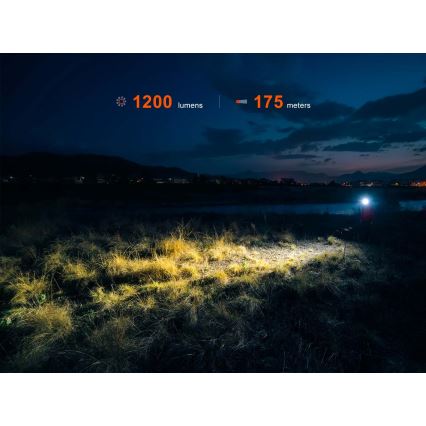 Fenix HM55RPRP - Dæmpbar genopladelig LED-pandelampe LED/USB/1xCR123A 1600 mAh IP68 1200 lm 141,2 h lilla/sort