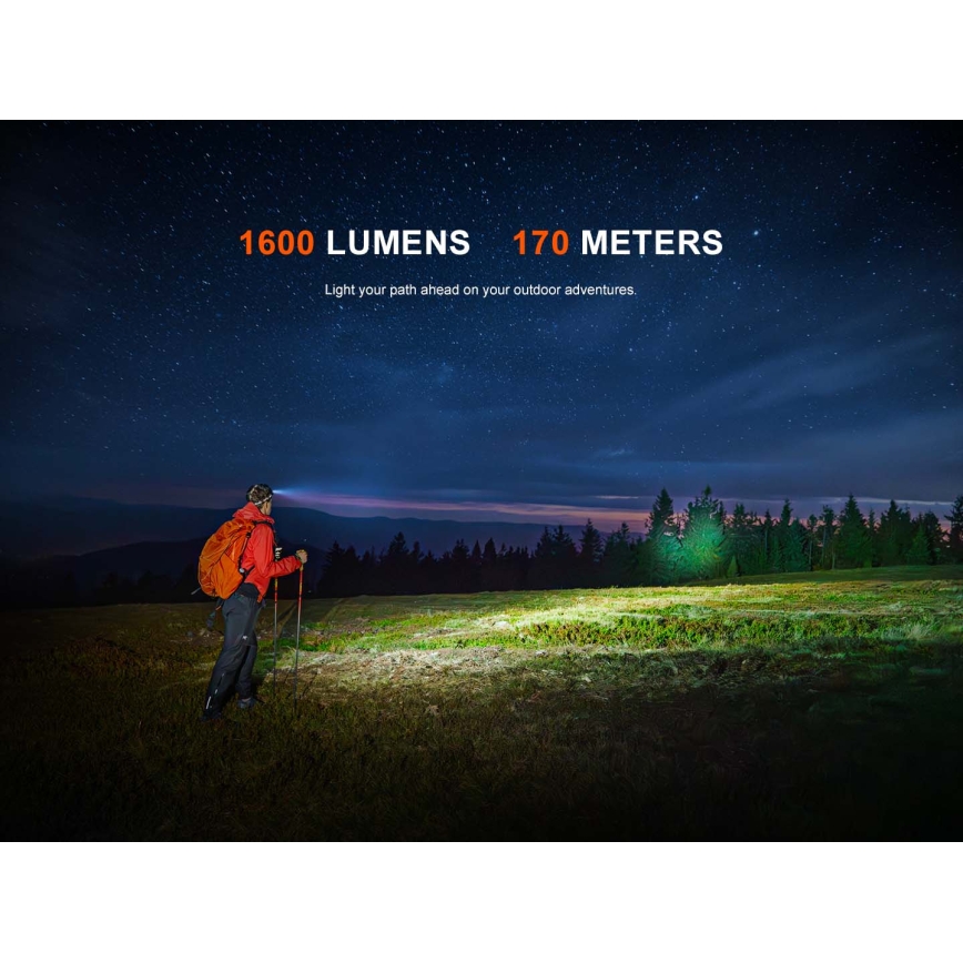 Fenix HM60RV20 - Dæmpbar genopladelig LED-pandelampe LED/USB 4000 mAh IP68 1600 lm 292 h orange