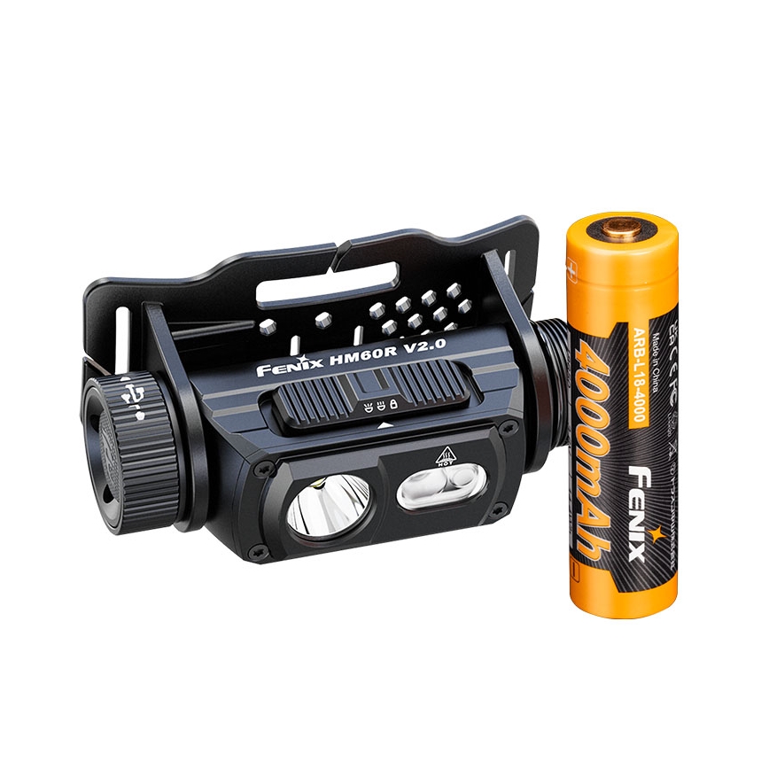 Fenix HM60RV20 - Dæmpbar genopladelig LED-pandelampe LED/USB 4000 mAh IP68 1600 lm 292 h orange