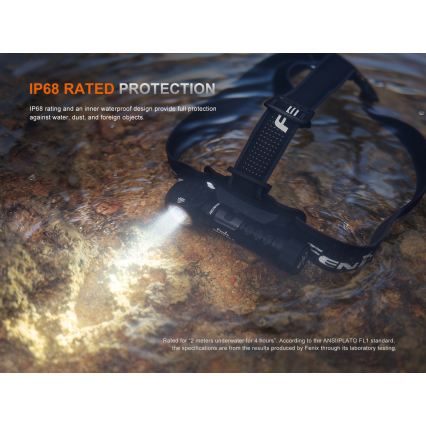 Fenix HM61RV30 - Dæmpbar genopladelig LED-pandelampe LED/USB/1xCR123A 4000 mAh IP68 1800 lm 400 h sort
