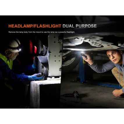 Fenix HM61RV30 - Dæmpbar genopladelig LED-pandelampe LED/USB/1xCR123A 4000 mAh IP68 1800 lm 400 h sort