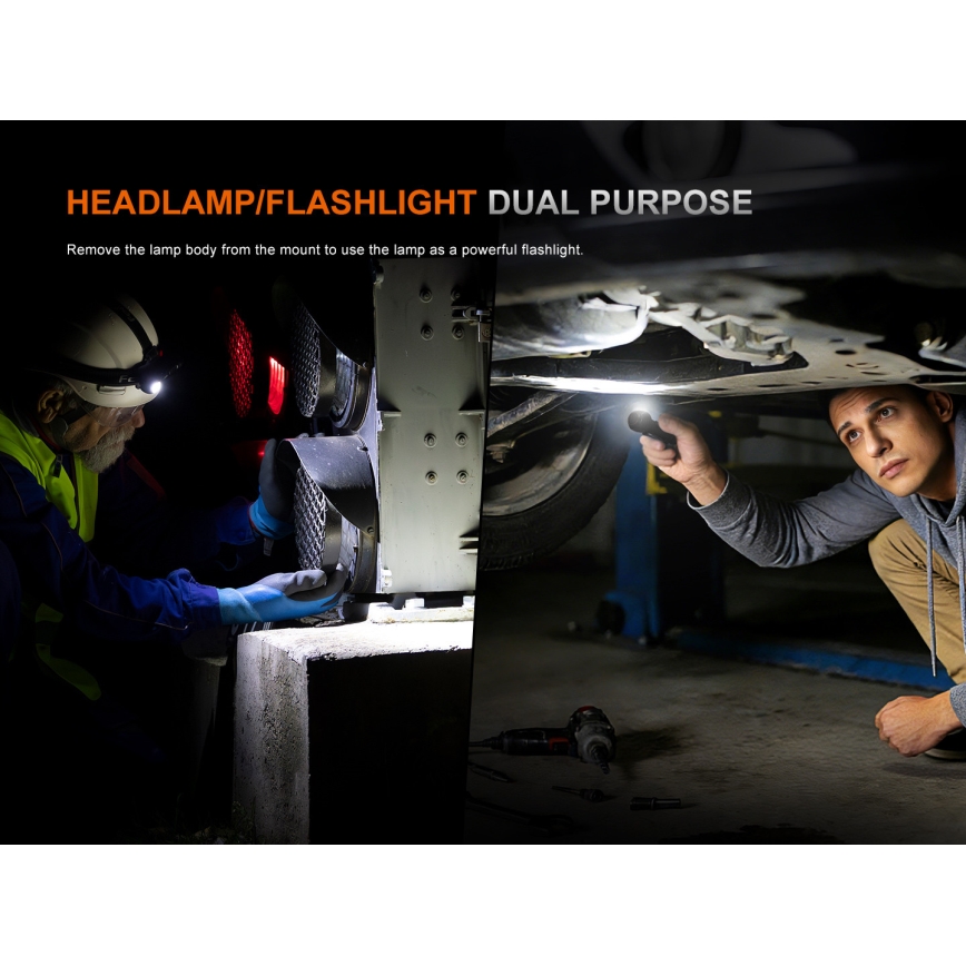 Fenix HM61RV30 - Dæmpbar genopladelig LED-pandelampe LED/USB/1xCR123A 4000 mAh IP68 1800 lm 400 h sort