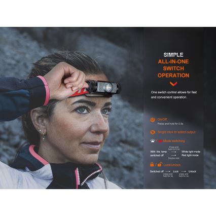 Fenix HM62TMGM - LED pandelampe dæmpbar og genopladelig LED/USB IP68 1200 skinnende 280 timer 3400 mAh