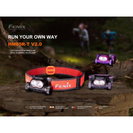 Fenix HM65RTV20BLC- LED pandelampe dæmpbar og genopladelig  LED/USB/2xCR123A IP68 3400 mAh sort/orange