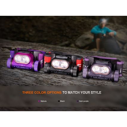 Fenix HM65RTV20BLC- LED pandelampe dæmpbar og genopladelig  LED/USB/2xCR123A IP68 3400 mAh sort/orange
