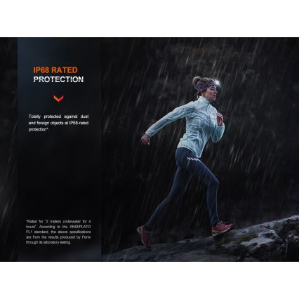 Fenix HM65RTV20BLC- LED pandelampe dæmpbar og genopladelig  LED/USB/2xCR123A IP68 3400 mAh sort/orange