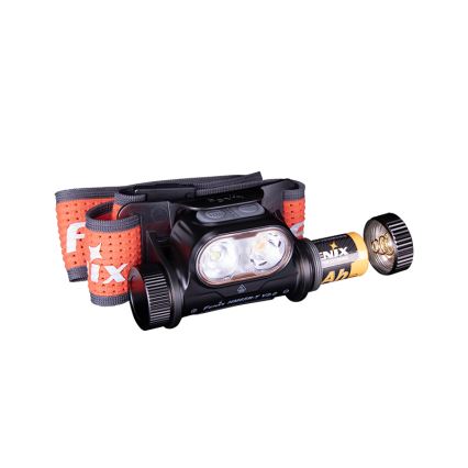 Fenix HM65RTV20BLC- LED pandelampe dæmpbar og genopladelig  LED/USB/2xCR123A IP68 3400 mAh sort/orange