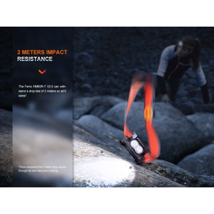 Fenix HM65RTV20PRP - LED pandelampe dæmpbar og genopladelig LED/USB/2xCR123A IP68 1600 lm 300 timer 3400 mAh sort/lilla