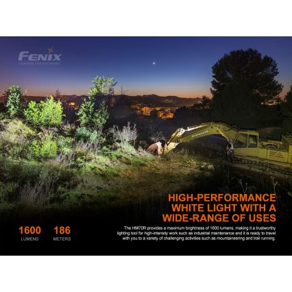Fenix HM70R - Genopladelig LED pandelampe 4xLED/1x21700 IP68 1600 skinnende 800 timer 5000 mAh