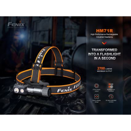 Fenix HM71R - Genopladelig LED pandelampe LED/USB IP68 2700 skinnende 400 timer 5000 mAh