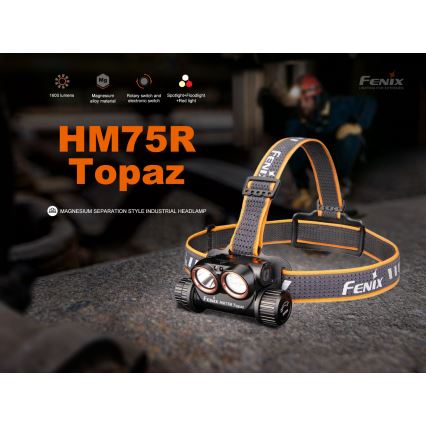 Fenix HM75RTOPAZ - Genopladelig LED pandelampe dæmpbar LED/USB IP68 1600 lm 210 h