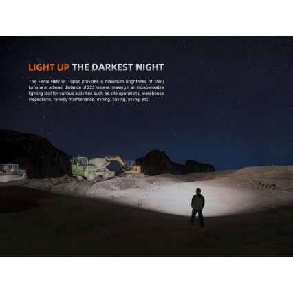 Fenix HM75RTOPAZ - Genopladelig LED pandelampe dæmpbar LED/USB IP68 1600 lm 210 h