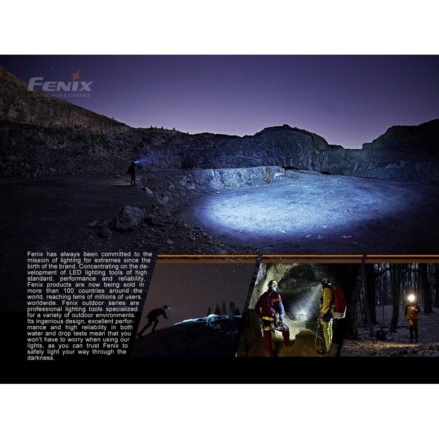 Fenix HP16R1250 - Genopladelig LED pandelampe 3xLED/USB 4xAA IP66 1250 lm 600 timer 3000 mAh