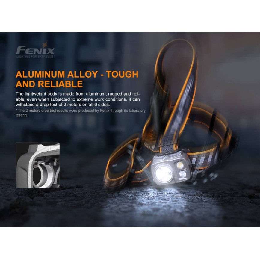 Fenix HP25RV20 - LED pandelampe genopladelig og dæmpbar 3xLED/1x21700 IP66 1600 lm 800 timer