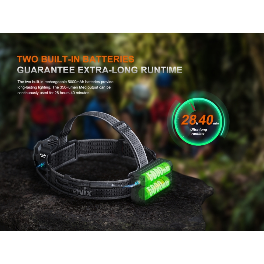 Fenix HP35R - Dæmpbar genopladelig pandelampe LED/USB 5000 mAh IP66 4000 lm 500 h sort