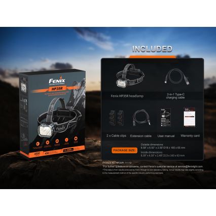 Fenix HP35R - Dæmpbar genopladelig pandelampe LED/USB 5000 mAh IP66 4000 lm 500 h sort