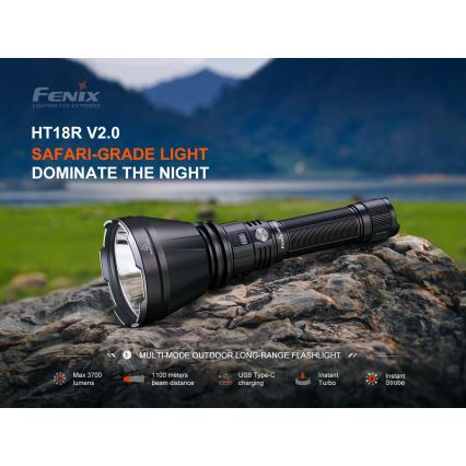 Fenix HT18RV20 - LED-dæmpbar genopladelig lommelygte LED/USB 6000 mAh IP68 3700 lm 87 h sort