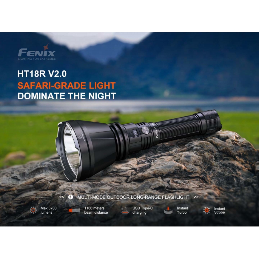 Fenix HT18RV20 - LED-dæmpbar genopladelig lommelygte LED/USB 6000 mAh IP68 3700 lm 87 h sort