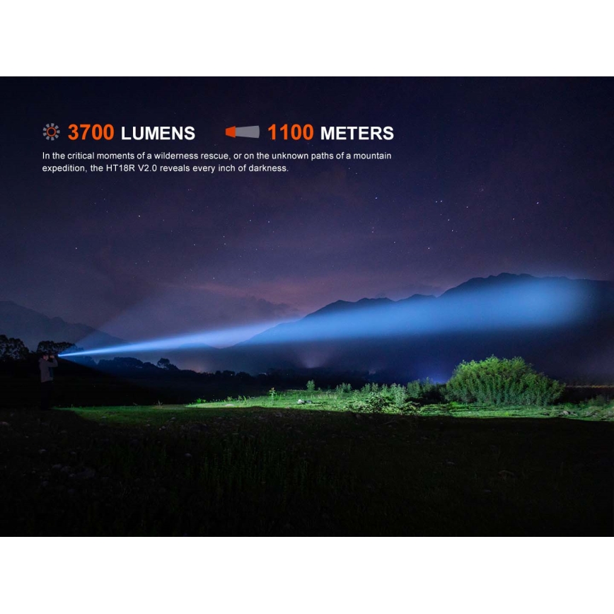 Fenix HT18RV20 - LED-dæmpbar genopladelig lommelygte LED/USB 6000 mAh IP68 3700 lm 87 h sort