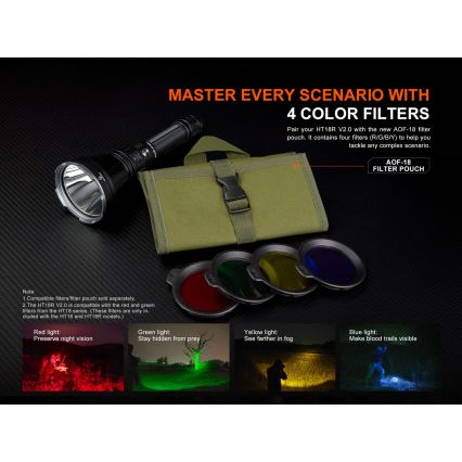 Fenix HT18RV20 - LED-dæmpbar genopladelig lommelygte LED/USB 6000 mAh IP68 3700 lm 87 h sort